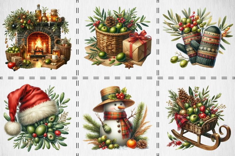 Olive Rustic Christmas Clipart Bundle - CraftNest - Digital Crafting and Art