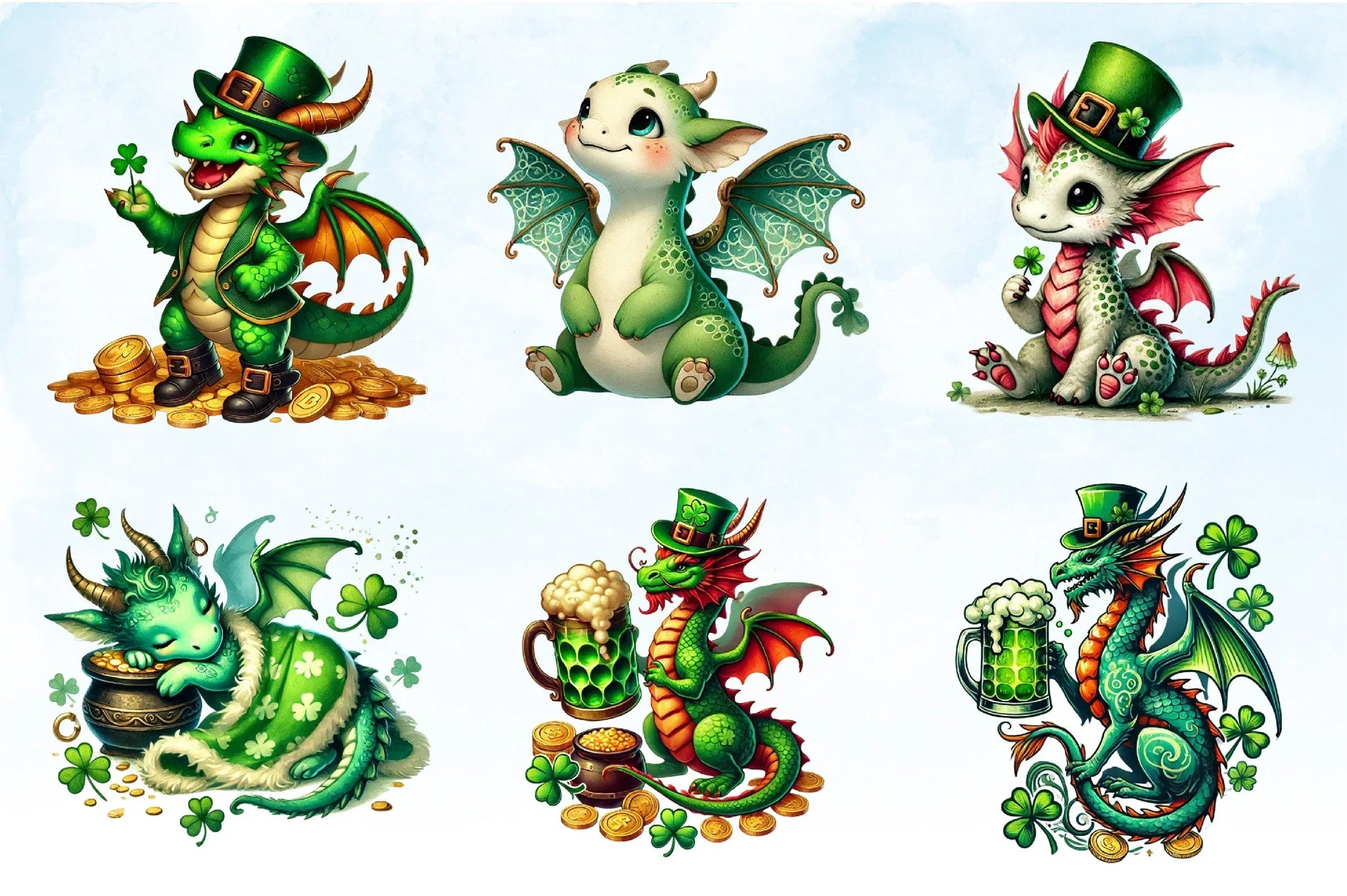 Cute Dragon St. Patrick's Day Clipart Bundle - CraftNest - Digital Crafting and Art