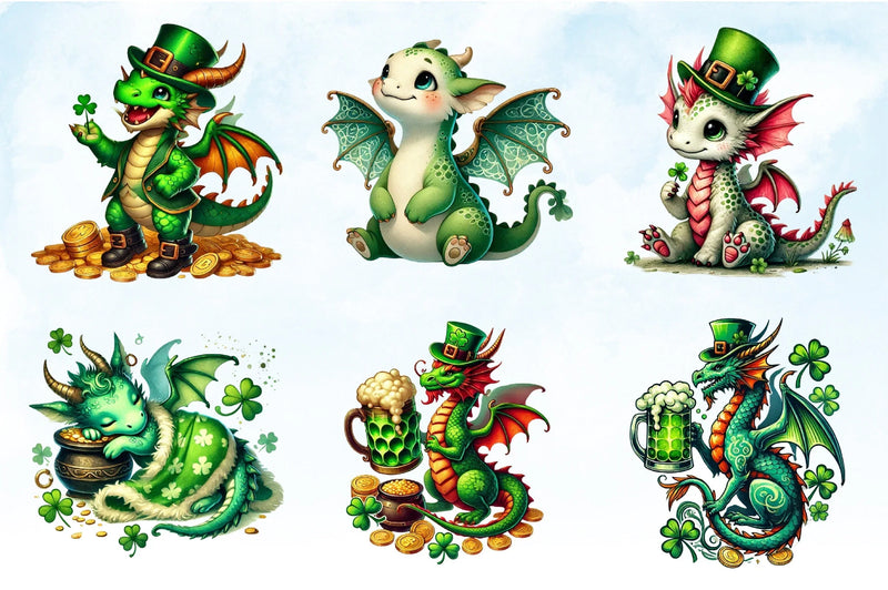 Cute Dragon St. Patrick's Day Clipart Bundle - CraftNest - Digital Crafting and Art