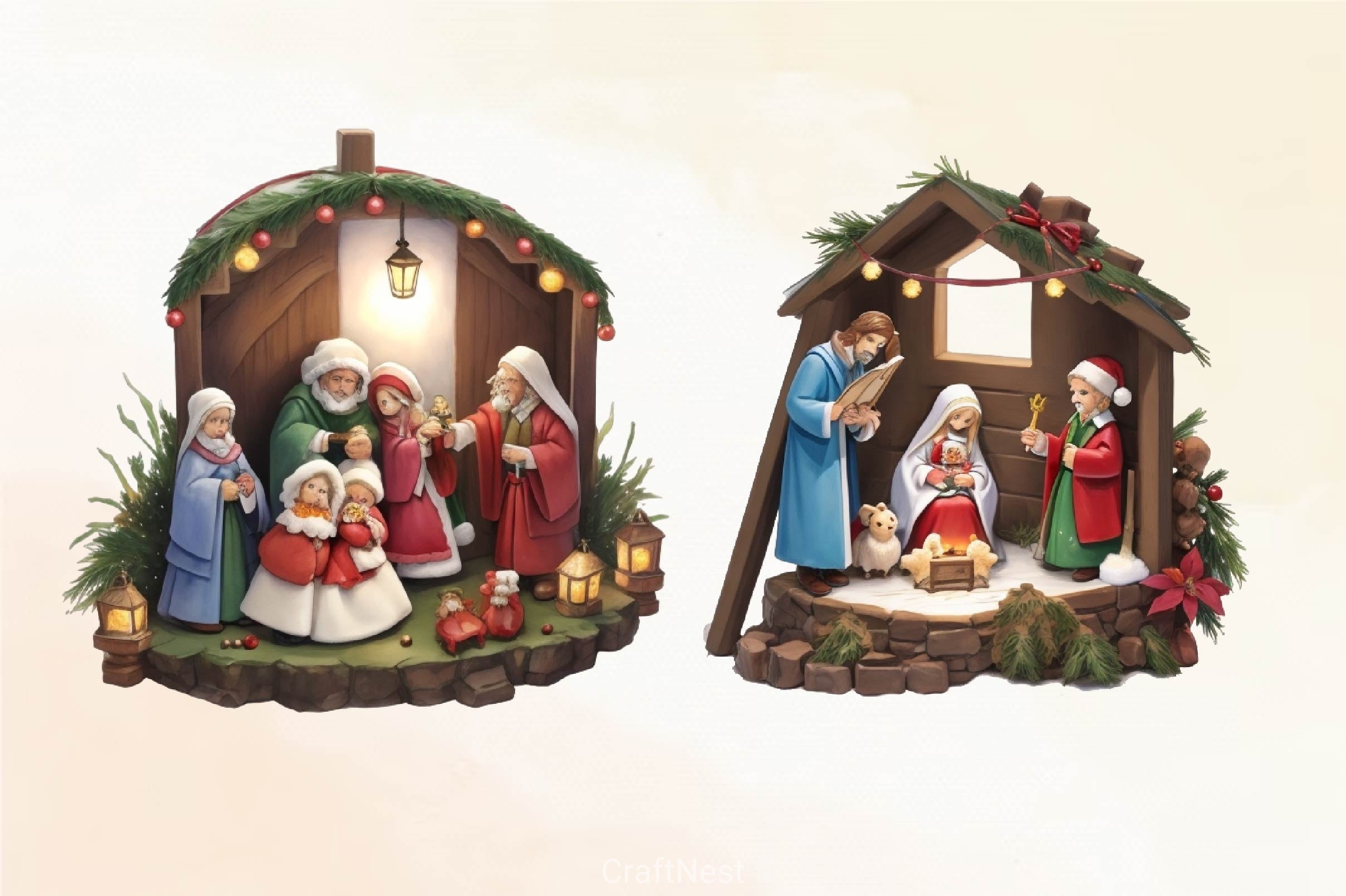 Christmas Nativity Sets Clipart Bundle