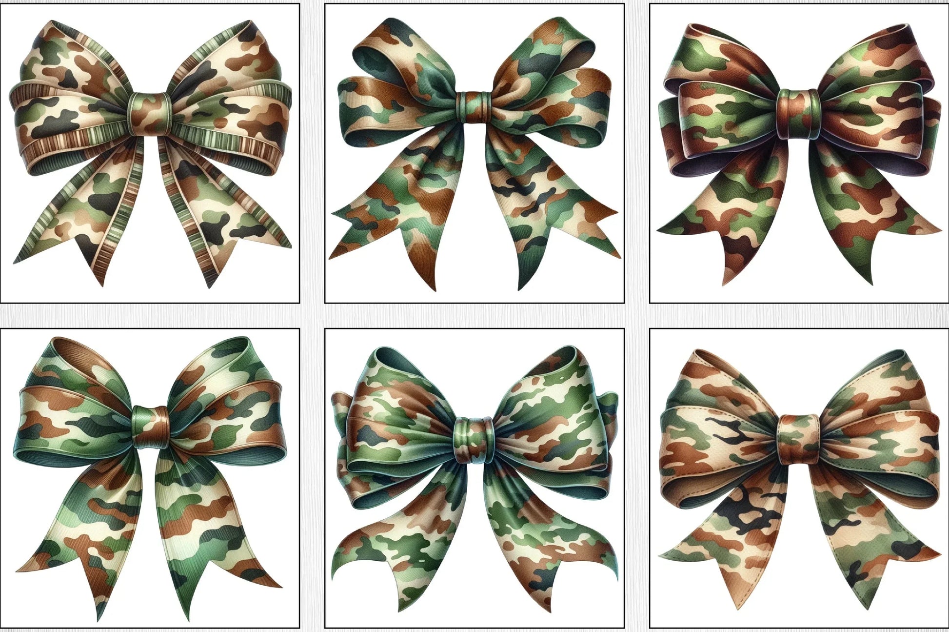 Camo Coquette Bow Clipart Bundle - CraftNest - Digital Crafting and Art