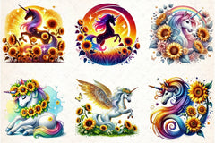 Sunflower Unicorn Clipart Bundle - CraftNest - Digital Crafting and Art