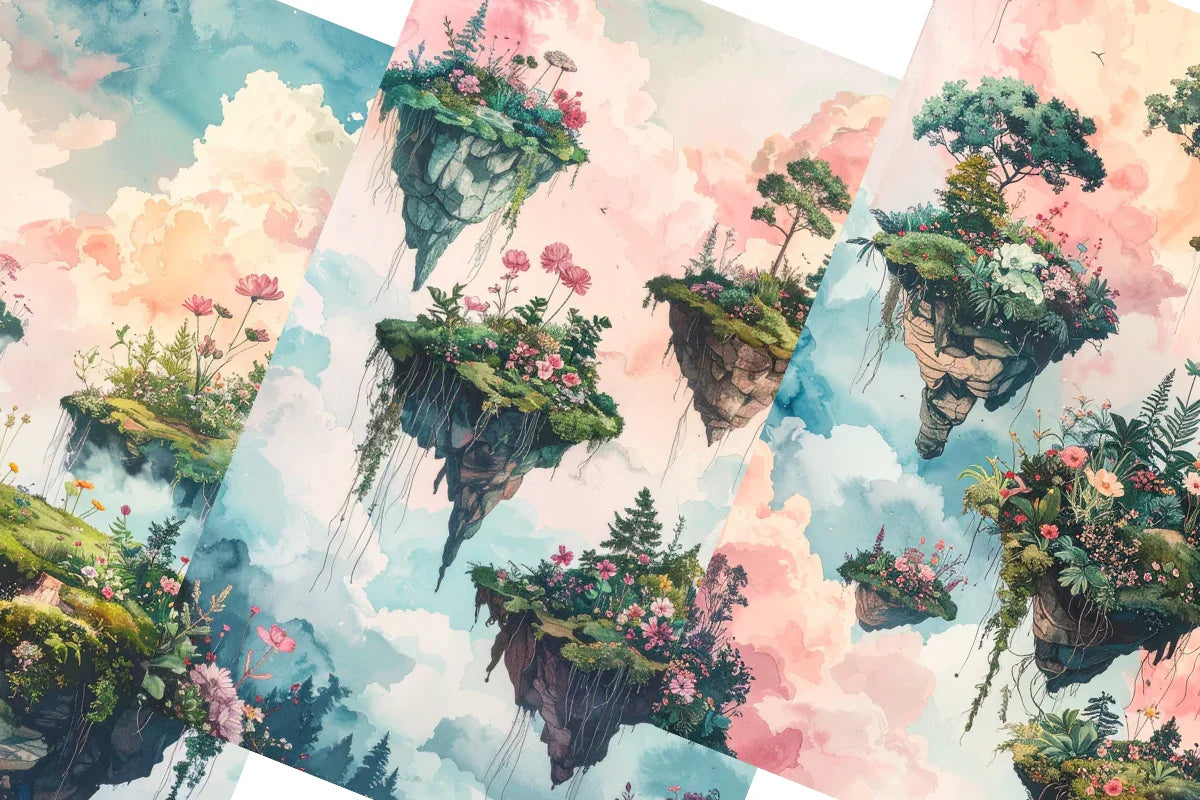 Botanical Clouds Junk Journal Papers - CraftNest - Digital Crafting and Art