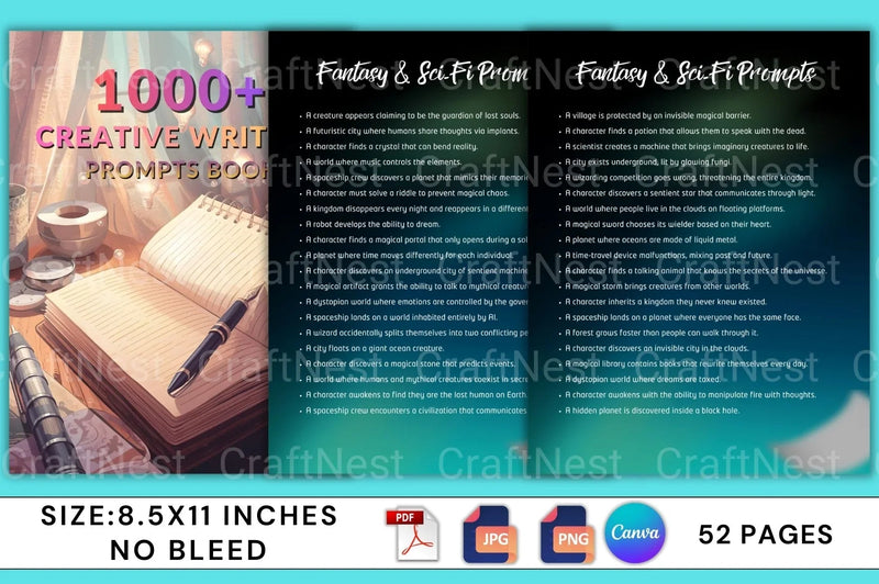 Creative Writing Prompts Book - CraftNest - Digital Crafting and Art
