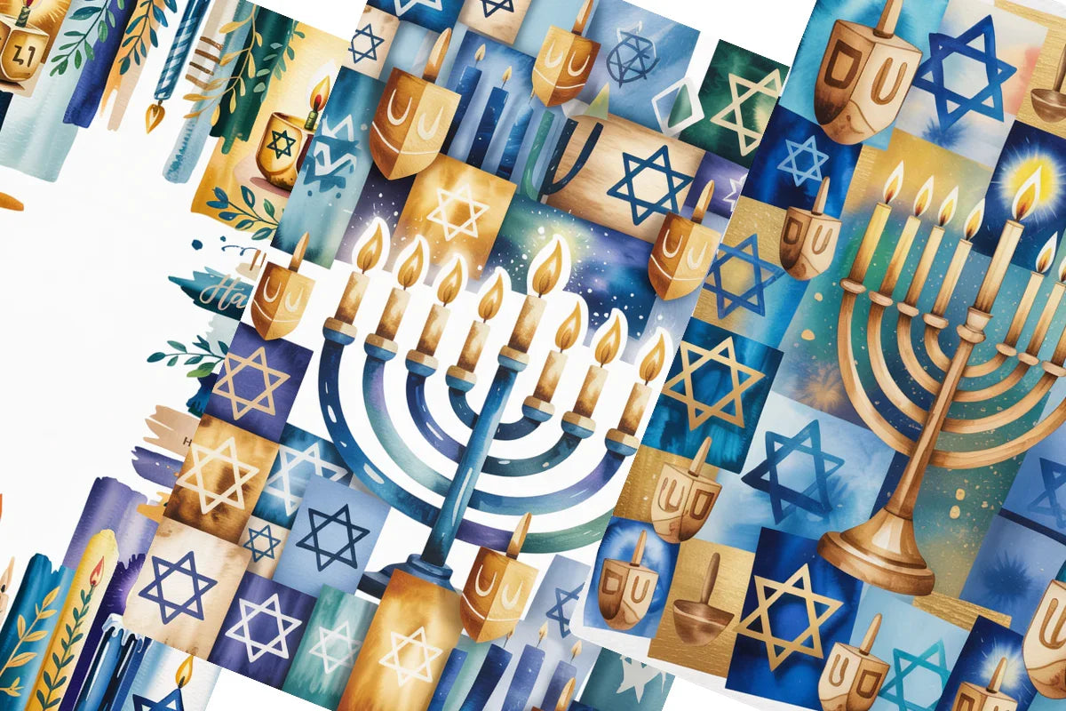 Hanukkah Junk Journal Papers - CraftNest - Digital Crafting and Art