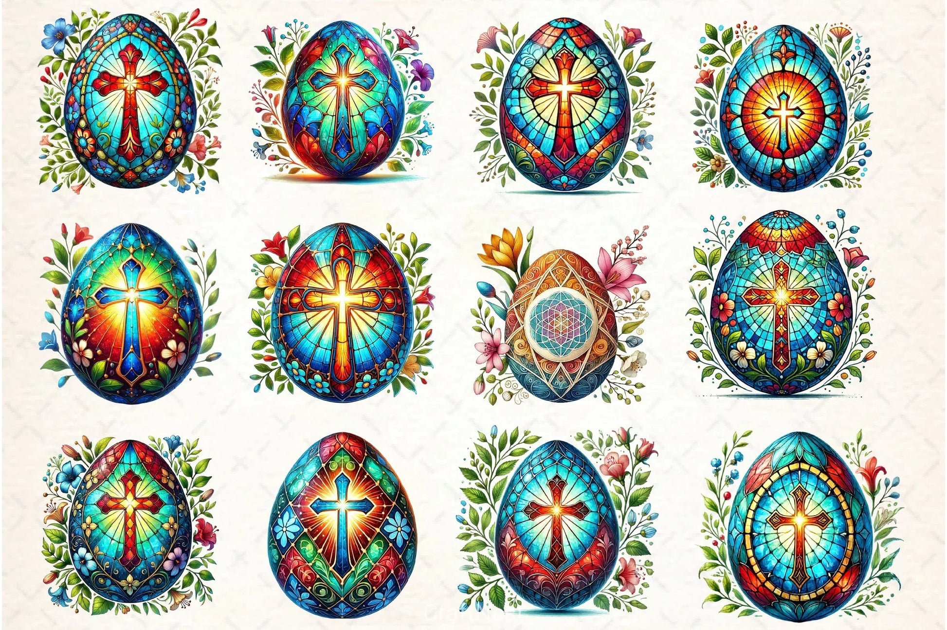 Easter Stained Glass Egg Clipart Bundle - CraftNest - Digital Crafting and Art