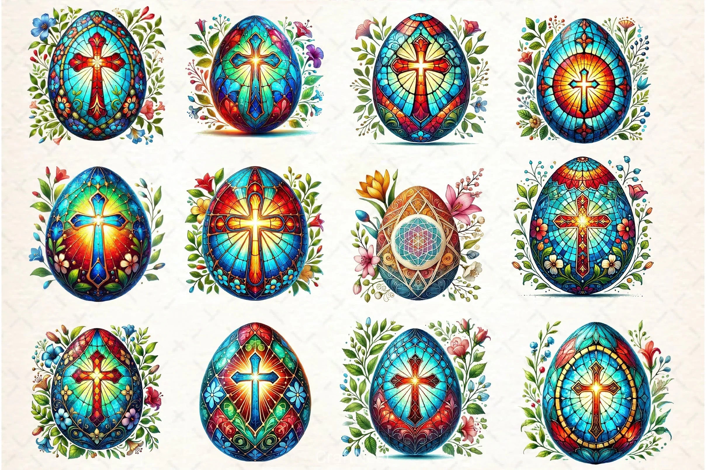 Easter Stained Glass Egg Clipart Bundle - CraftNest - Digital Crafting and Art