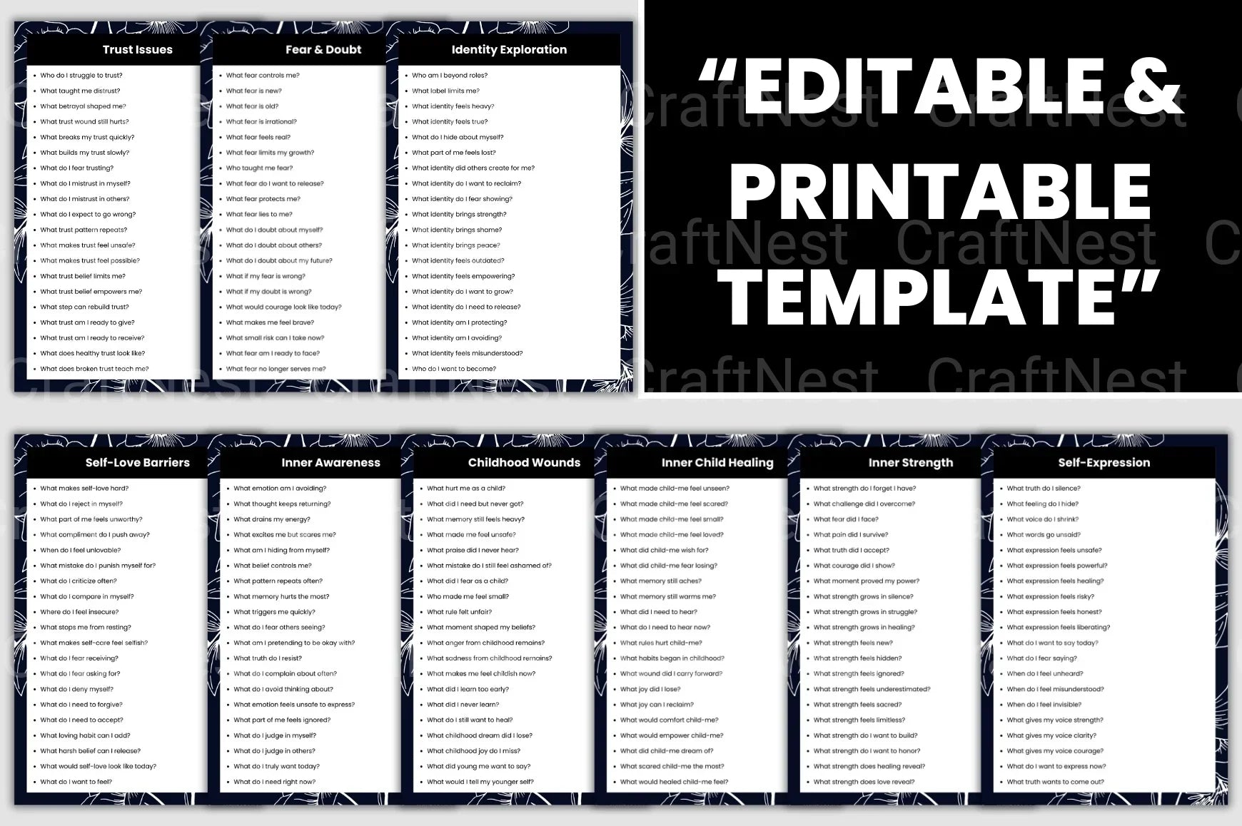 Shadow Work Prompts Book for Personal Growth - CraftNest - Digital Crafting and Art