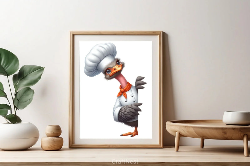 Peeking Chef Ostrich Clipart Bundle - CraftNest - Digital Crafting and Art