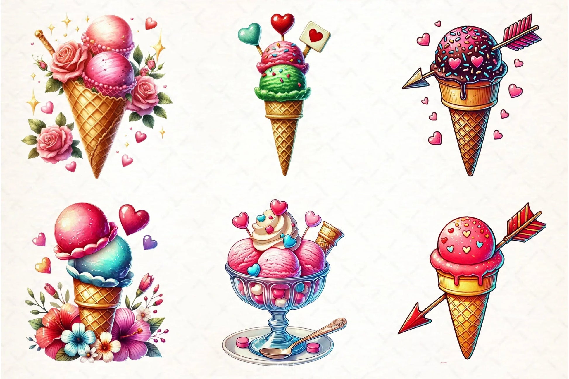 Valentine Ice Cream Clipart Bundle - CraftNest - Digital Crafting and Art