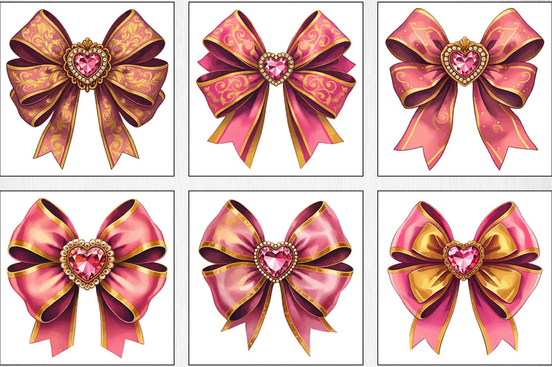 Pink Gem Bow Clipart Bundle - CraftNest - Digital Crafting and Art