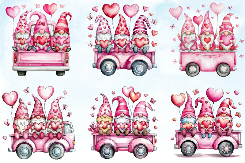 Valentine Gnomes Truck Clipart Bundle - CraftNest - Digital Crafting and Art