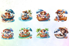 Cute Animals Boat Summer Clipart Bundle - CraftNest - Digital Crafting and Art
