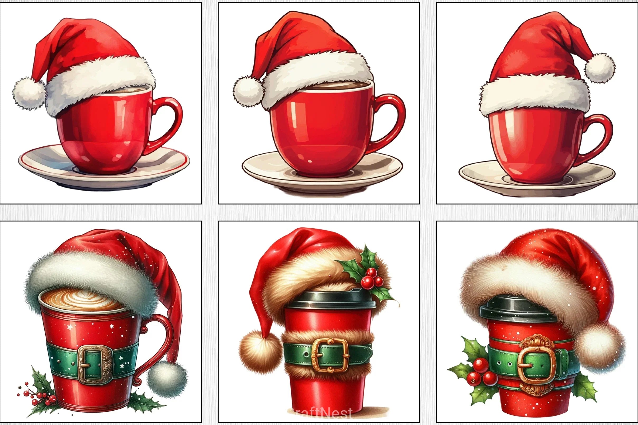 Christmas Coffee Cup Clipart Bundle - CraftNest - Digital Crafting and Art