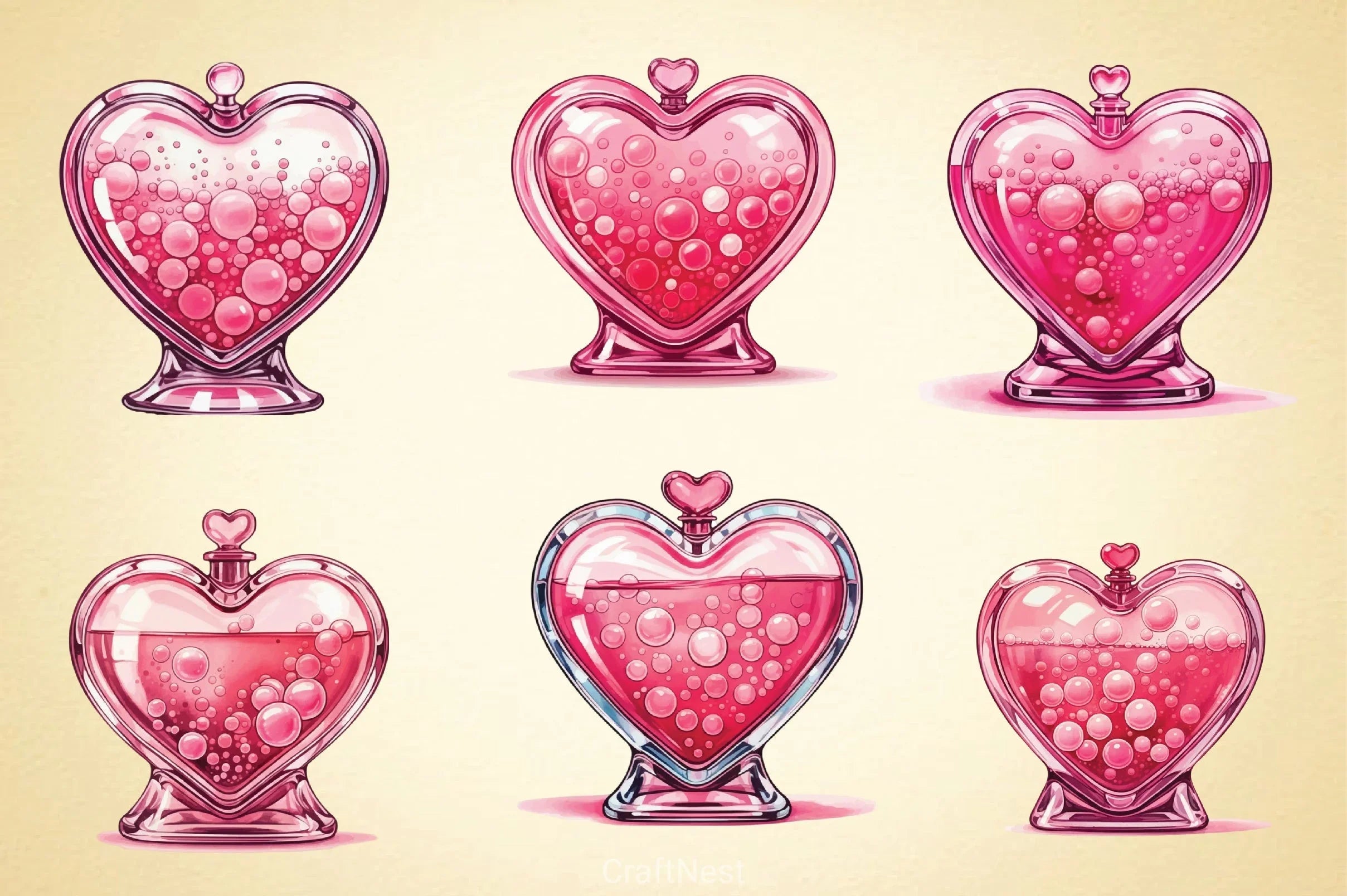 Pink Valentine Love Potion Clipart Bundle - CraftNest - Digital Crafting and Art