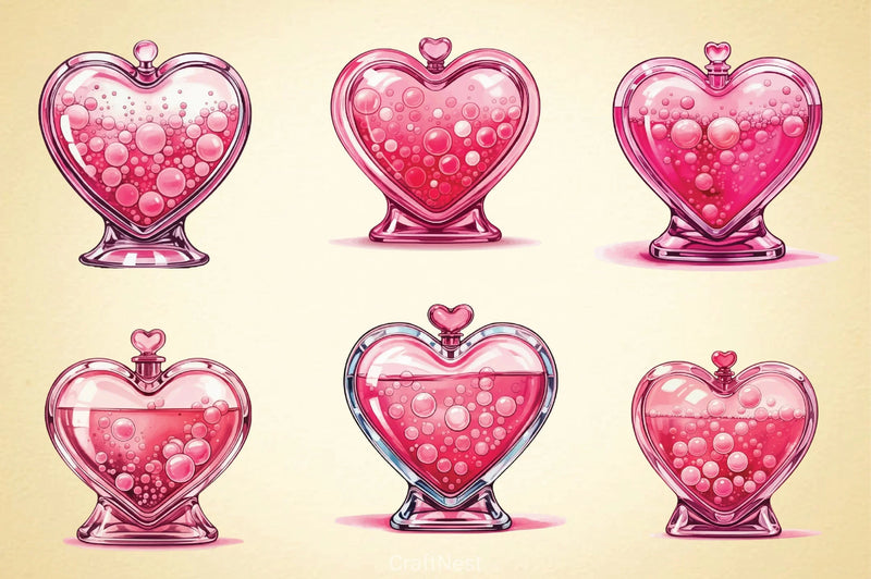 Pink Valentine Love Potion Clipart Bundle - CraftNest - Digital Crafting and Art