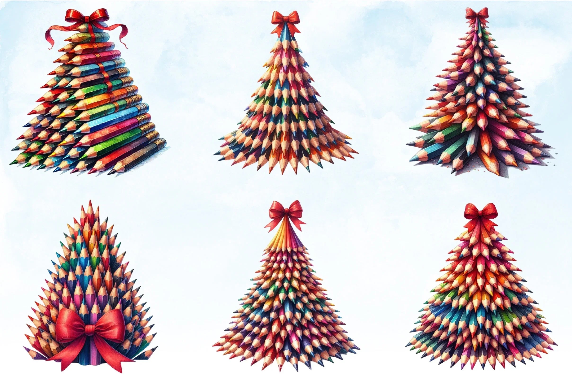 Christmas Pencil Tree Clipart Bundle - CraftNest - Digital Crafting and Art