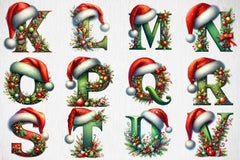 Christmas Santa Hat Alphabet Clipart Bundle - CraftNest - Digital Crafting and Art