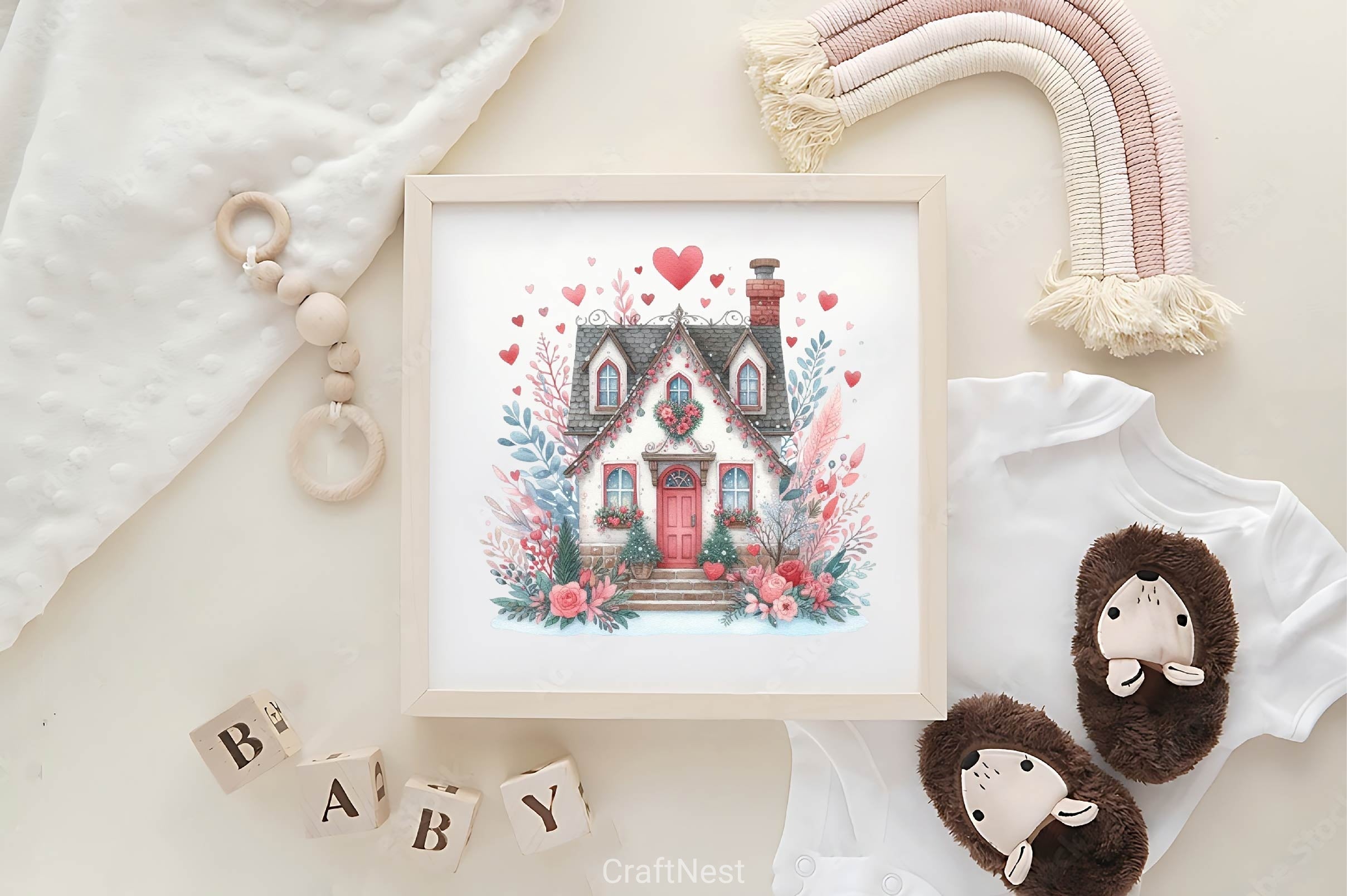 Romantic Valentines Day Cottage Clipart Bundle