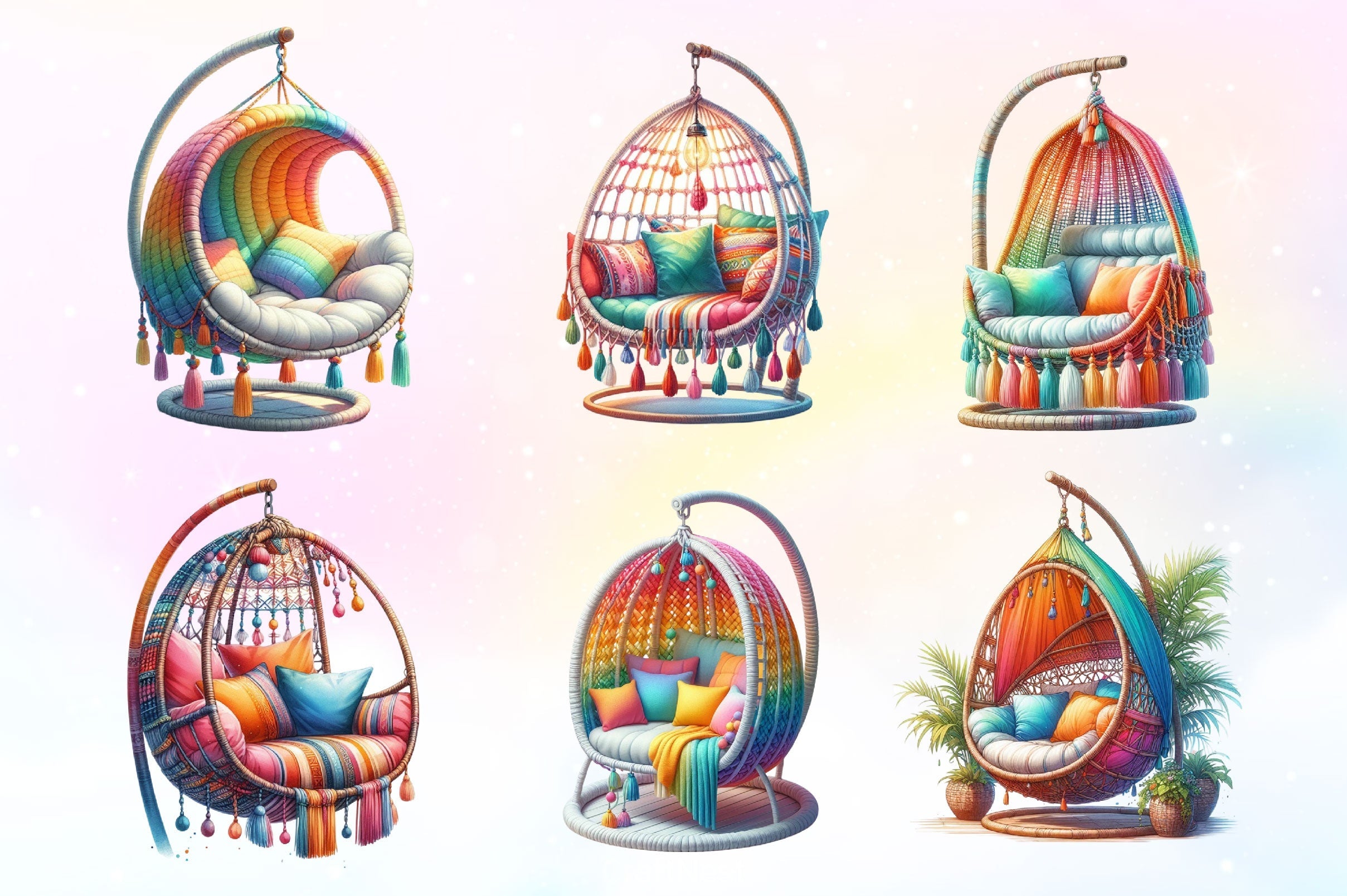 Cozy Hanging Chair Clipart Bundle