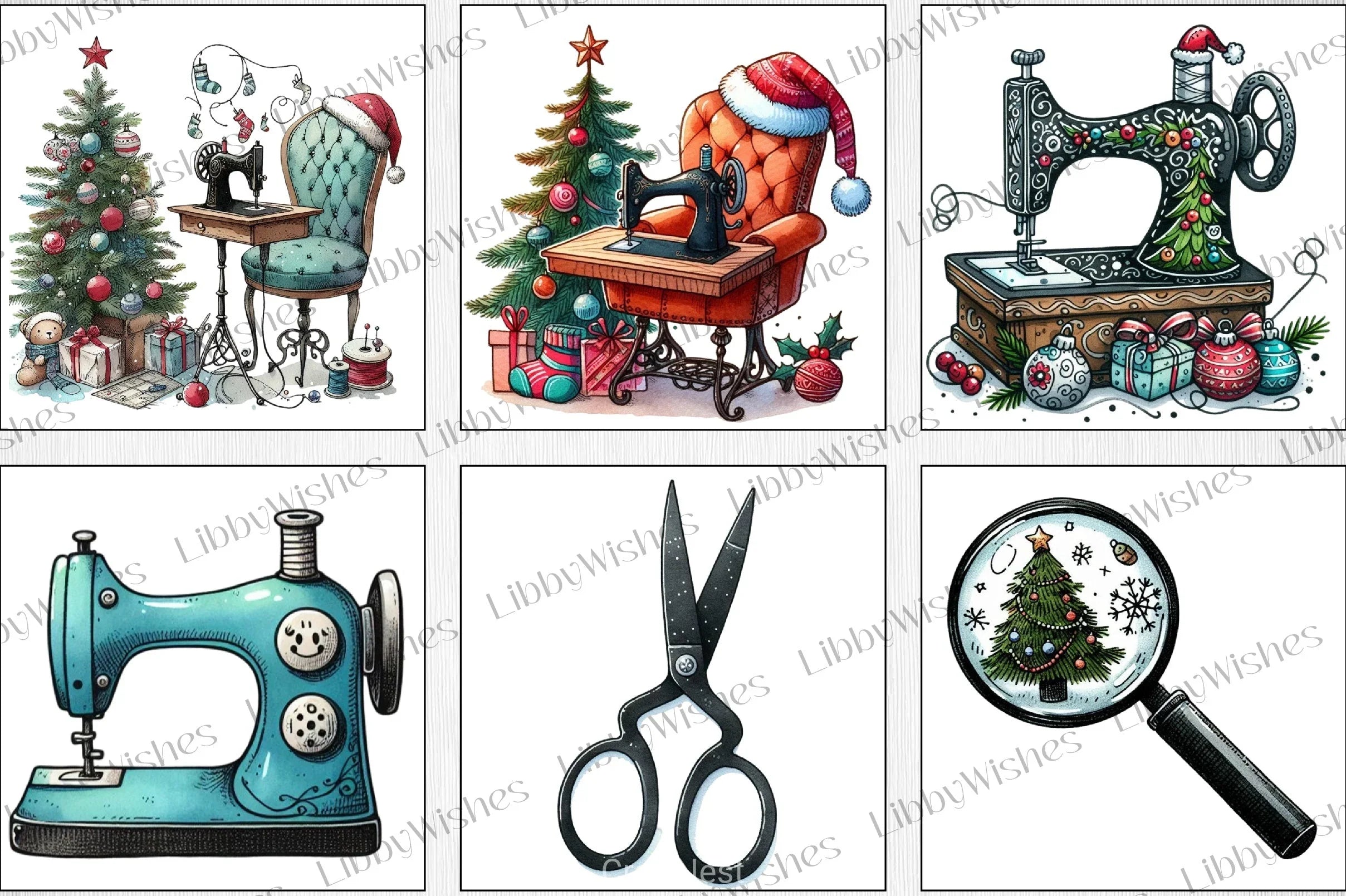 Christmas Sewing Clipart Bundle - CraftNest - Digital Crafting and Art