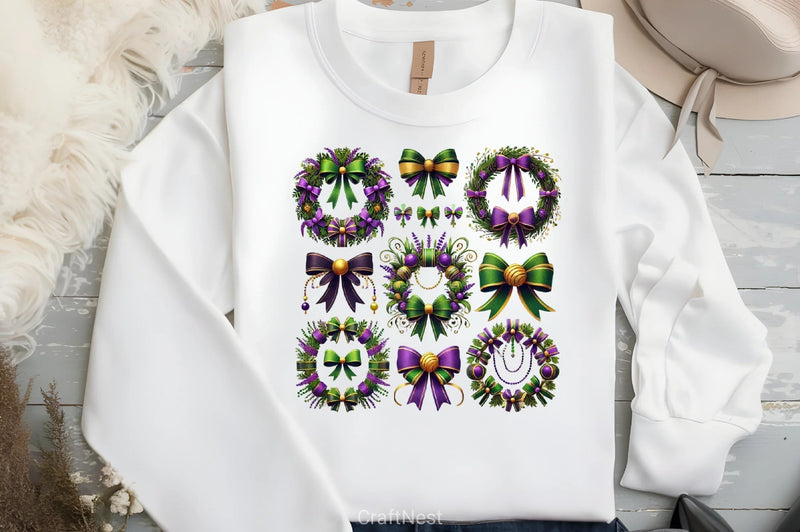 Wreath Bow Mardi Gras Clipart Bundle - CraftNest - Digital Crafting and Art