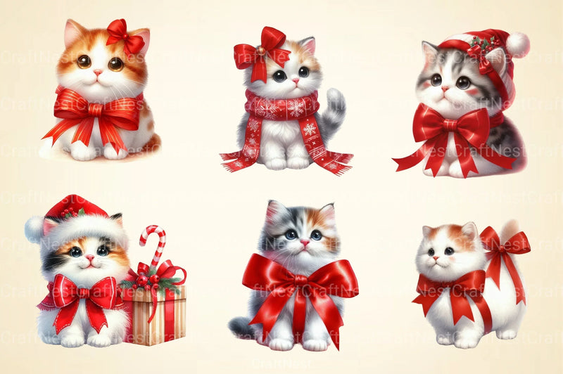 Christmas Cute Cats Clipart Bundle - CraftNest - Digital Crafting and Art