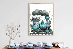 Blue Christmas Train Clipart Bundle - CraftNest - Digital Crafting and Art