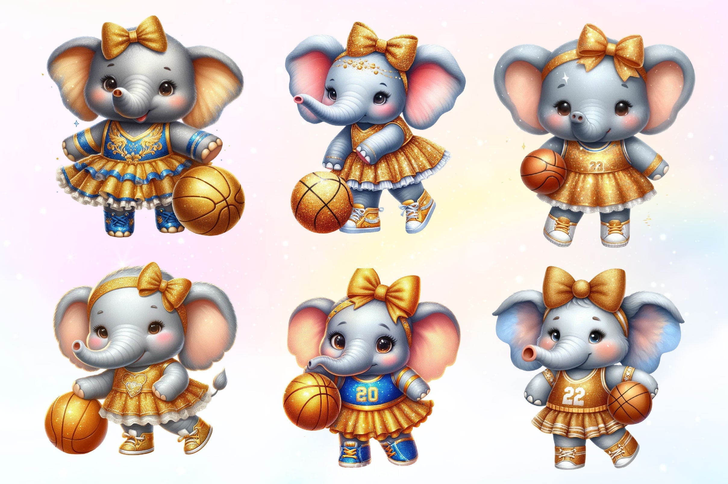 Cute Baby Elephant Clipart Bundle 2