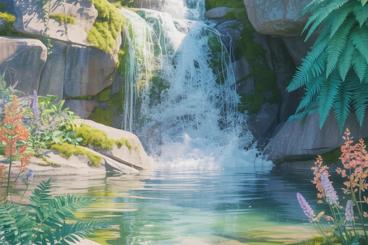 Watercolor Waterfalls Background Papers - CraftNest - Digital Crafting and Art