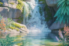 Watercolor Waterfalls Background Papers - CraftNest - Digital Crafting and Art