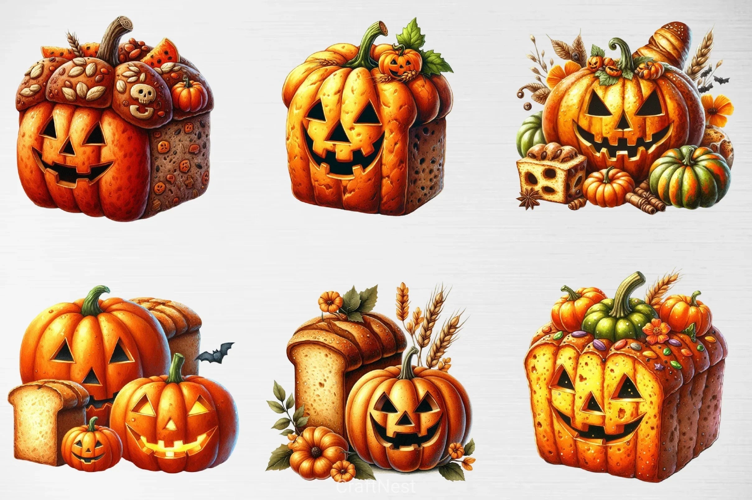 Halloween Pumpkin Bread Clipart Bundle - CraftNest - Digital Crafting and Art
