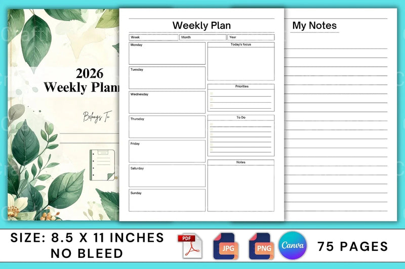 Weekly Planner Starting at 100 - CraftNest - Digital Crafting and Art