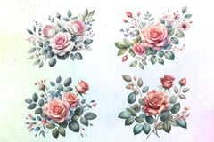 Pink Roses Clipart Bundle - CraftNest - Digital Crafting and Art