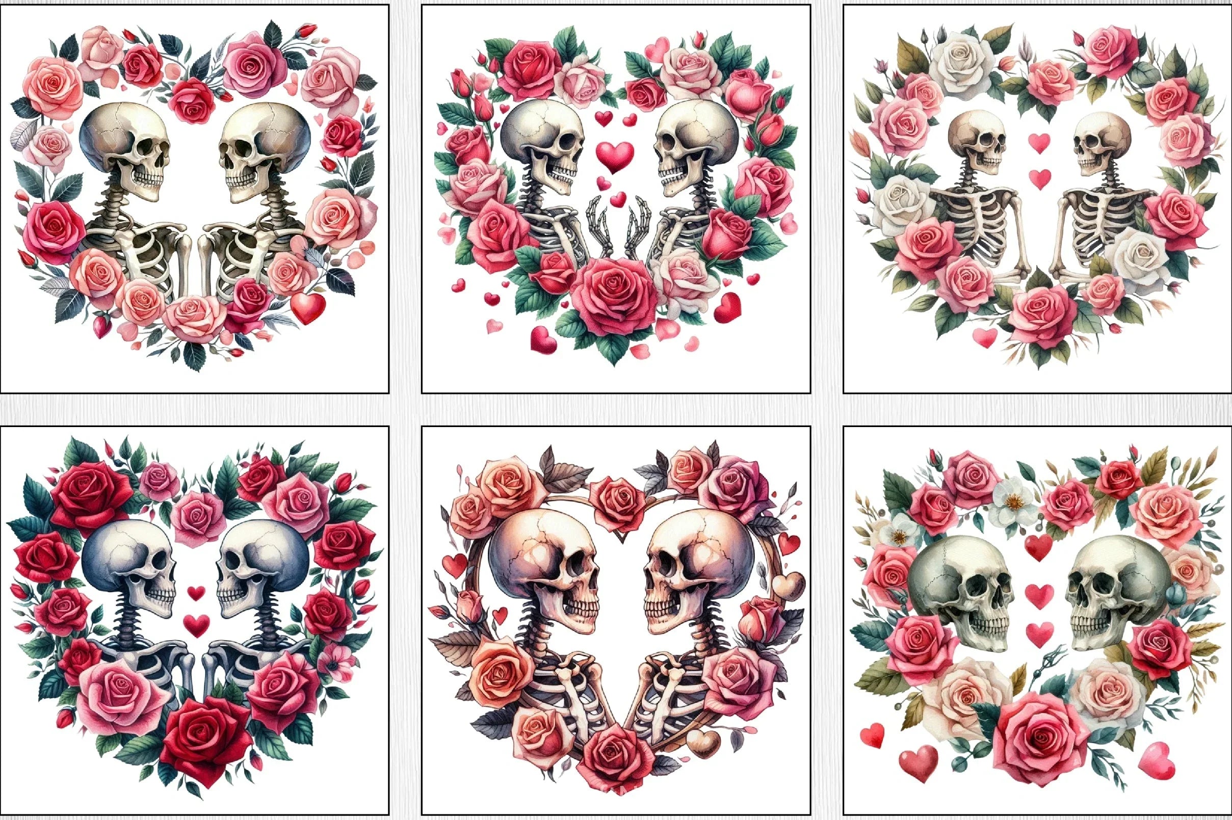 Valentine's Day Skull Heart Clipart Bundle - CraftNest - Digital Crafting and Art