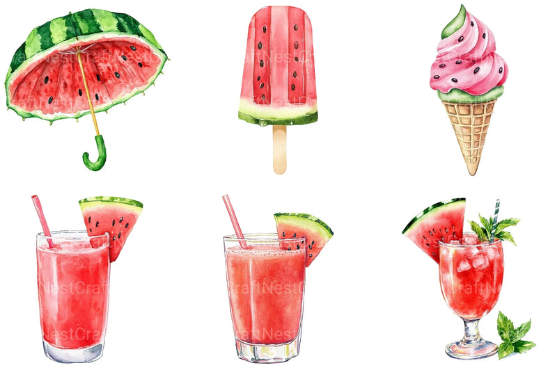Summer Watermelon Clipart Bundle - CraftNest - Digital Crafting and Art