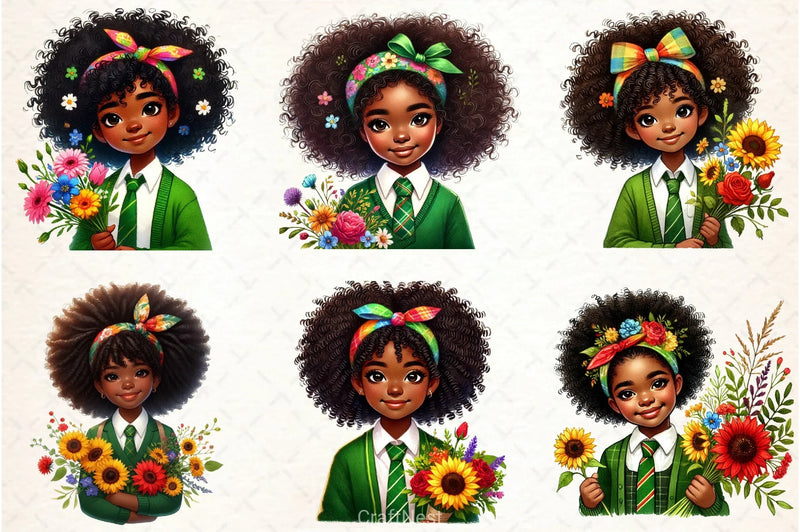 Black History Afro Girl Clipart Bundle - CraftNest - Digital Crafting and Art