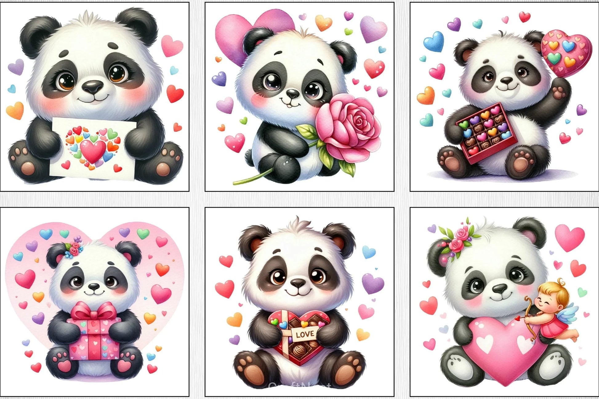 Valentine's Day Love Panda Clipart Bundle - CraftNest - Digital Crafting and Art