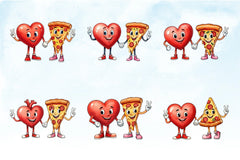 Heart & Pizza Valentine Clipart Bundle - CraftNest - Digital Crafting and Art