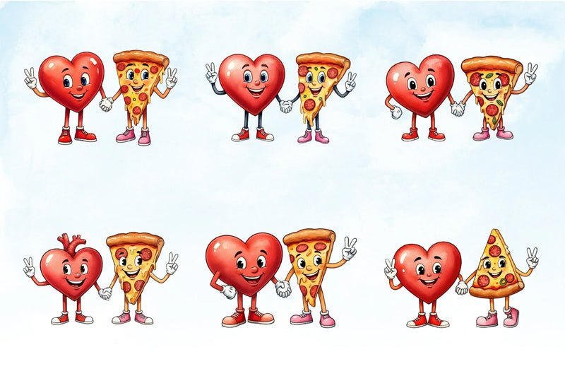 Heart & Pizza Valentine Clipart Bundle - CraftNest - Digital Crafting and Art