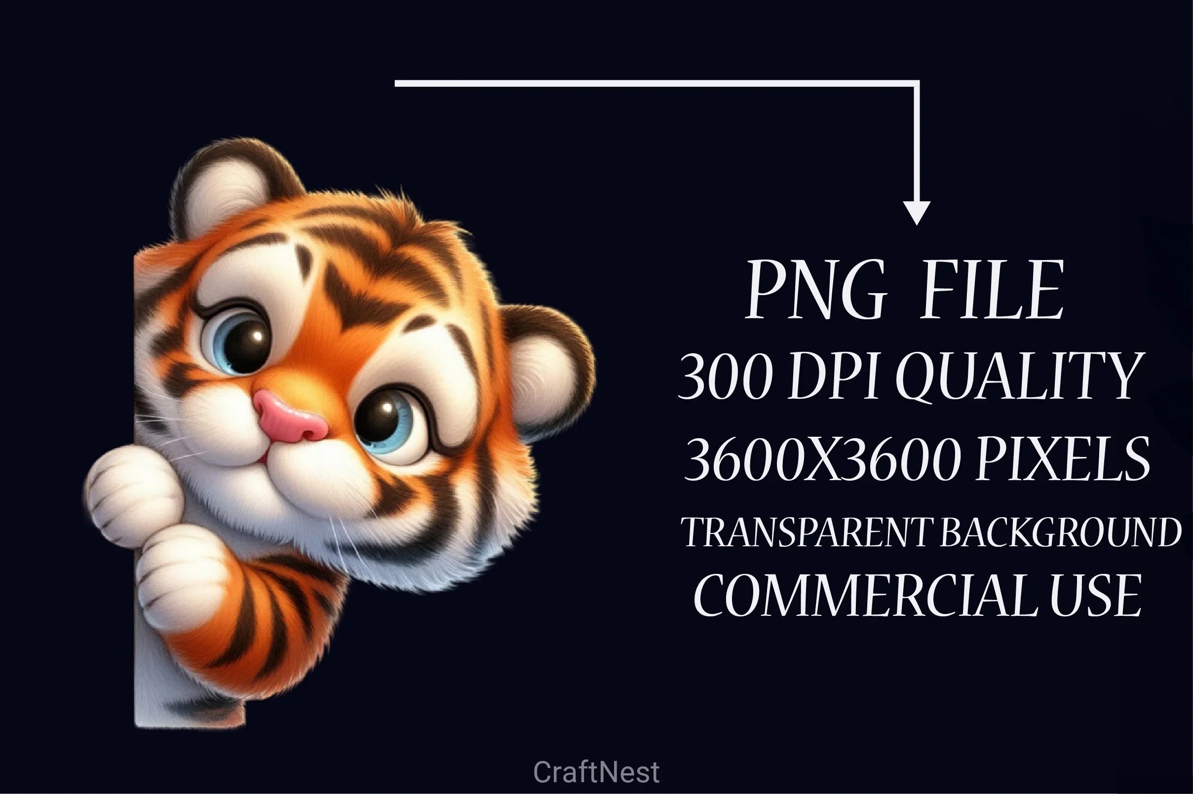 Cute Tiger Peeking Clipart Bundle - CraftNest - Digital Crafting and Art
