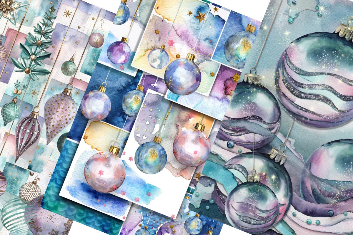 Glitter Baubles Junk Journal Papers - CraftNest - Digital Crafting and Art