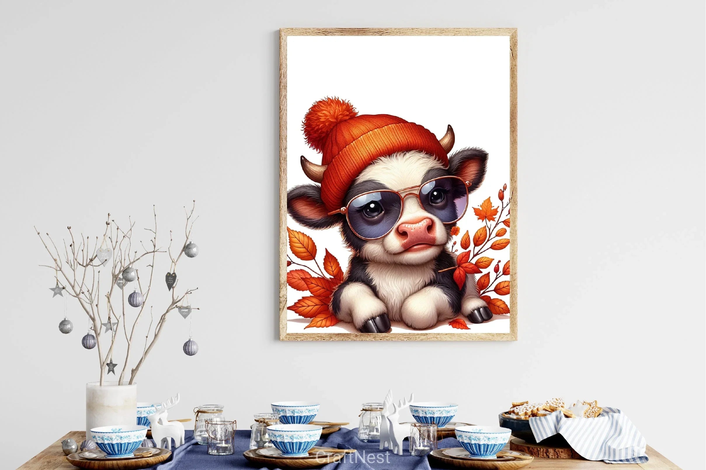 Autumn Baby Cow Clipart Bundle - CraftNest - Digital Crafting and Art