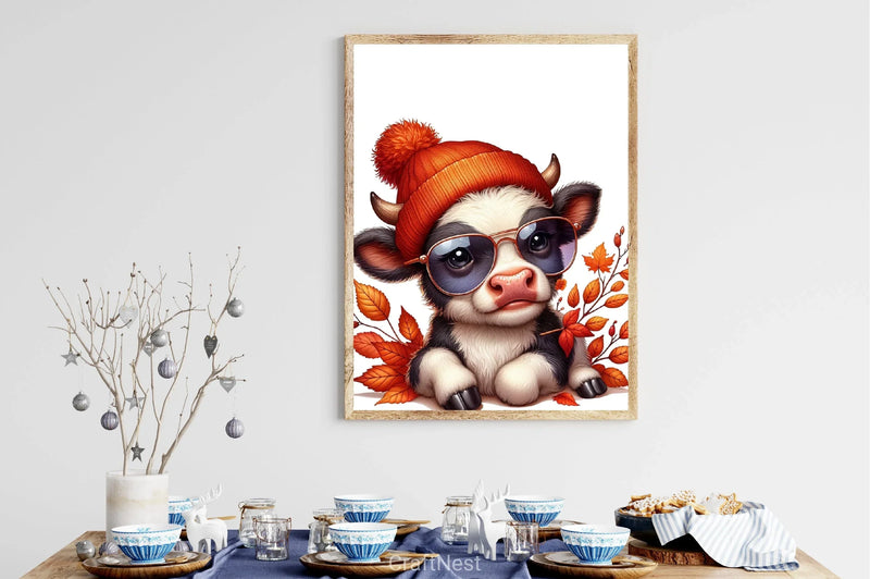 Autumn Baby Cow Clipart Bundle - CraftNest - Digital Crafting and Art