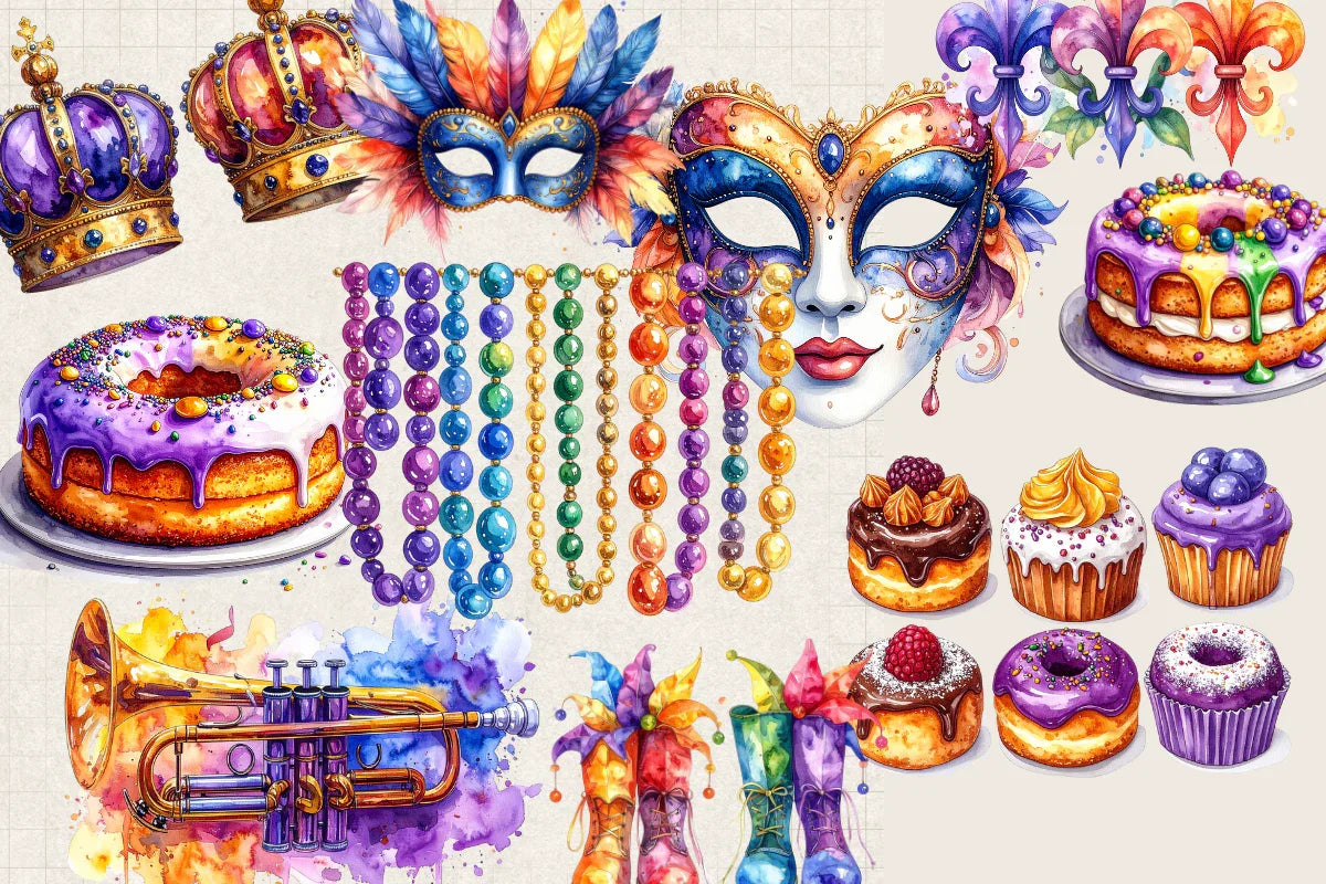 Mardi Gras Carnival Clipart - CraftNest - Digital Crafting and Art