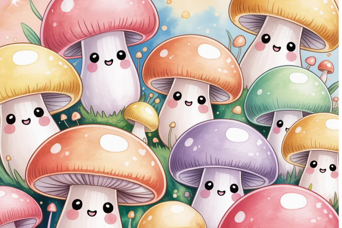 Kawaii Mushrooms Background Papers - CraftNest - Digital Crafting and Art