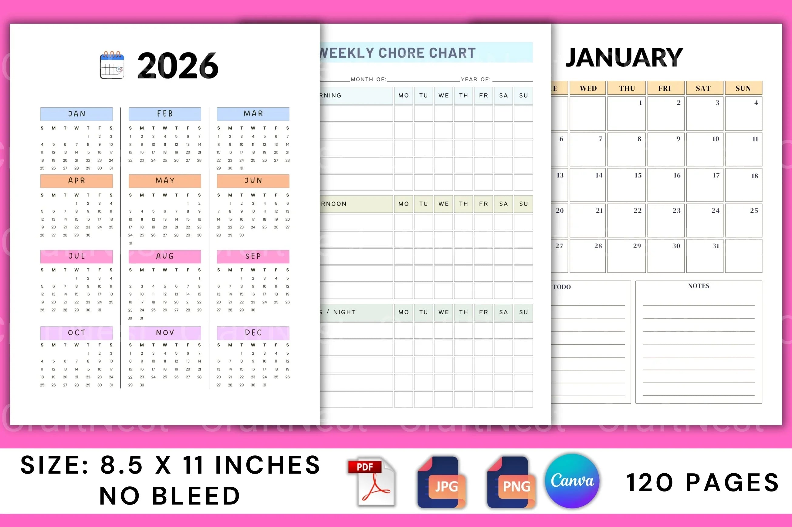 Weekly Chore Chart Template - CraftNest - Digital Crafting and Art