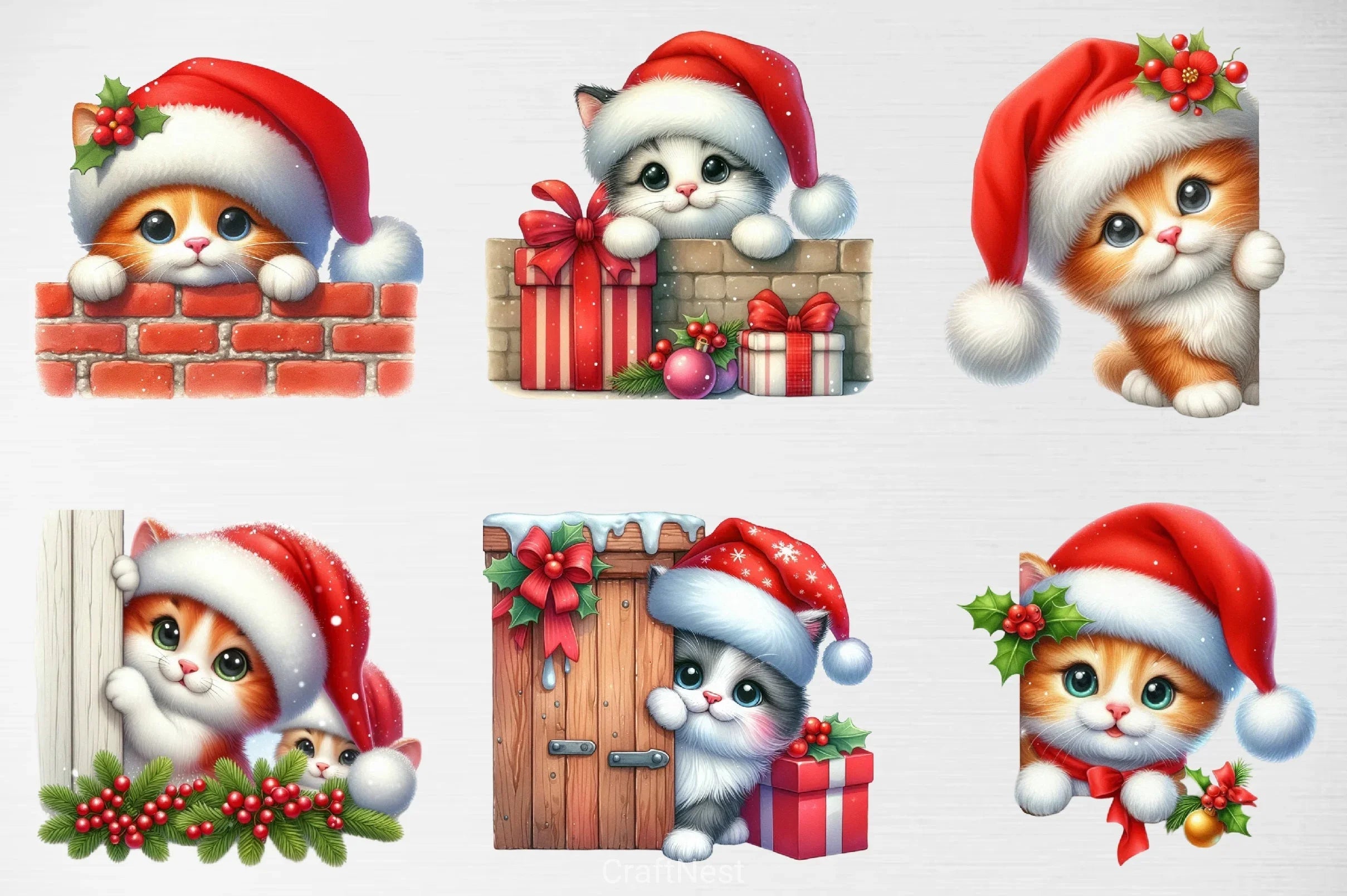 Christmas Cat Clipart Bundle 5 - CraftNest - Digital Crafting and Art
