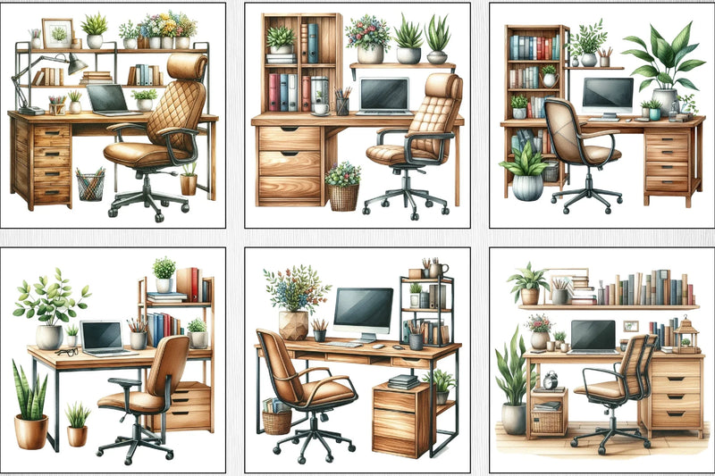 Desk Computer Clipart Bundle - CraftNest - Digital Crafting and Art