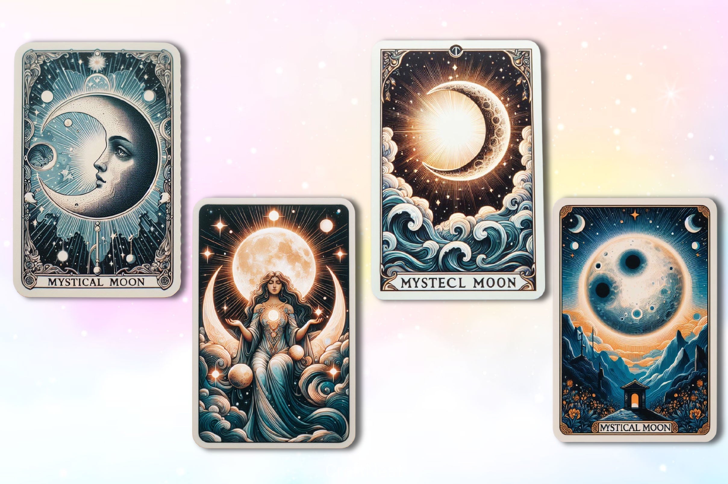 Mystical Moon Tarot Card Clipart Bundle 5